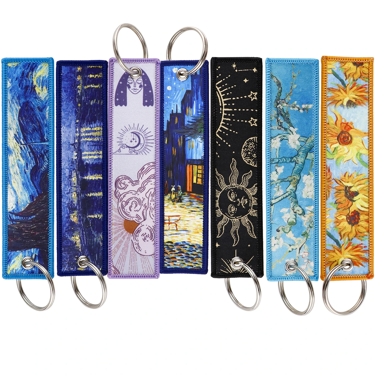 Chaveiro Bordado com Pintura a Óleo de Van Gogh para Motos, Carros e Mochilas - Presente Kering