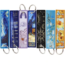 Van Gogh Art Oil Painting Embroidered Key Chain Key Fobs Key Tag For Motorcycles Cars Backpack Chaveiro Keychain Kering Gifts
