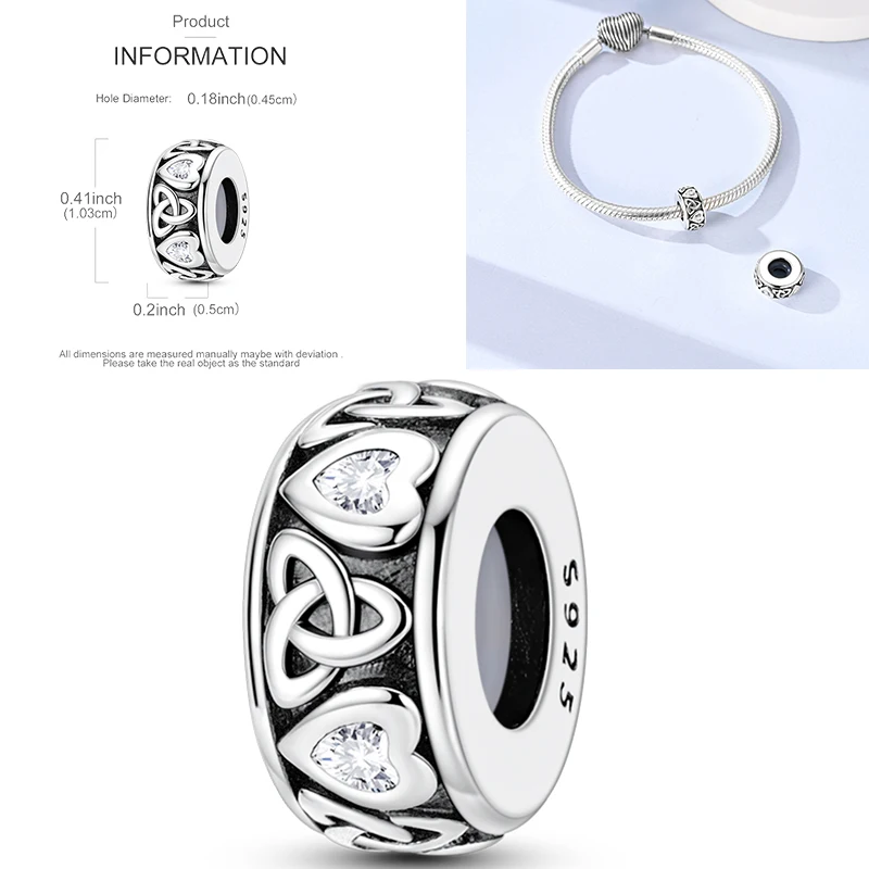 925 Sterling Silber keltische Knoten-Charm-Perlen, Dreifaltigkeits-Mond-Herz-Schmetterling-Anhänger für DIY-Armbänder, Halsketten, Geschenk für Frauen – Detail 14