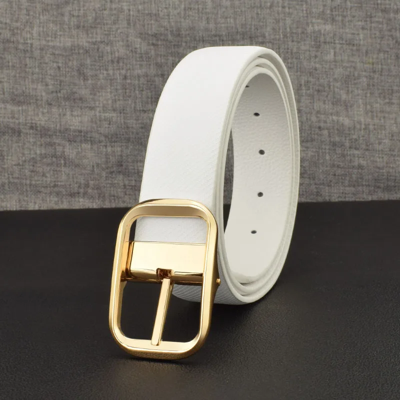 New Fashion Pin Buckle White Belts Men Luxury Brand Genuine Leather High Quality Waistband For Male Casual Cowhide Waist Strap