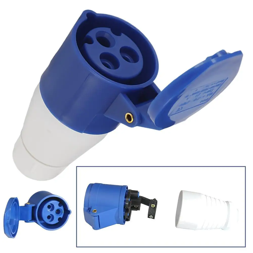 

240V 16A Mains Adapter 3-Pin Industrial Plug Socket Converter Motorhome Hook Up Cable For RV Campervan Power Supply