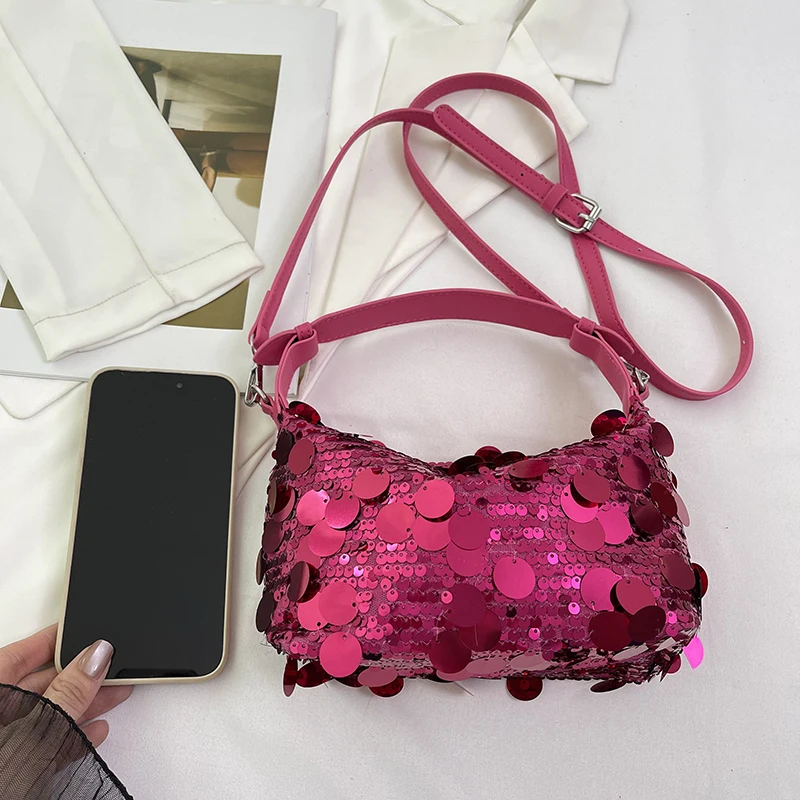 2024 Luxury Sequined Handbags Clutches Fashion Mini Bucket Crossbody Bags For Women Brand Shoulder Bags Female Sac A Main New