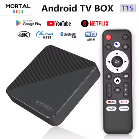 Mortal T1S TV Box Android 14.0 OS 2GB 16GB WIFI6 BT5.0 4K Media Player TV Box Google Play Store Super Fast 1080P Set Top Box
