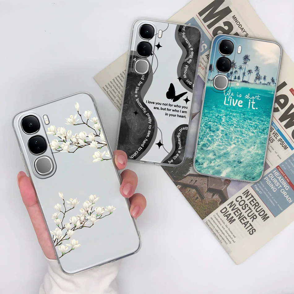 Funda transparente para Vivo V40 Lite V40SE Y200 Y300 funda trasera Simple para Vivo V 40 Lite V40 SE 80W carcasa de teléfono suave y transparente