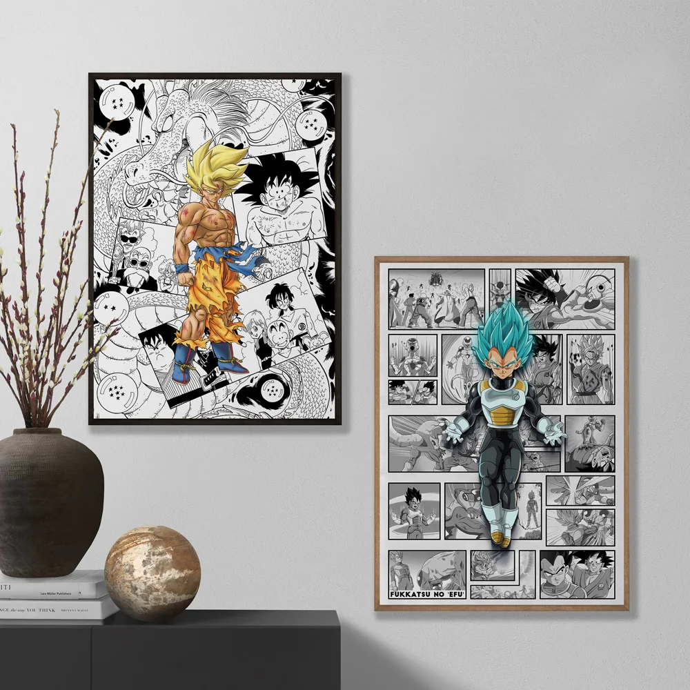 

Cool Dragon Ball Decorative Painting Super Saiyan Goku Vegeta Classic Characters Manga Style Wall Art Home Bedroom Decoration