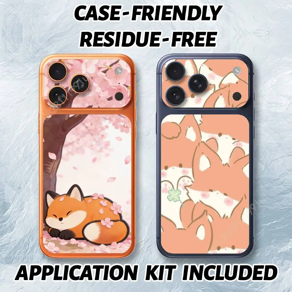 

Cute Cartoon Fox Sticker UV Film for iPhone 17 Pro 17 ProMax Back Cover