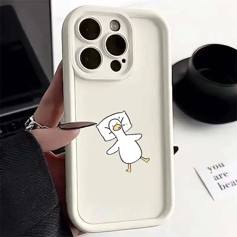 Cute Cartoon Lying Flat Duck Case for OPPO Reno 10 5G 12F 6 8 11 10 12 Pro Reno 7 4G 4 5 6 Lite A38 A18 A78 A98 A57 A77 Cover