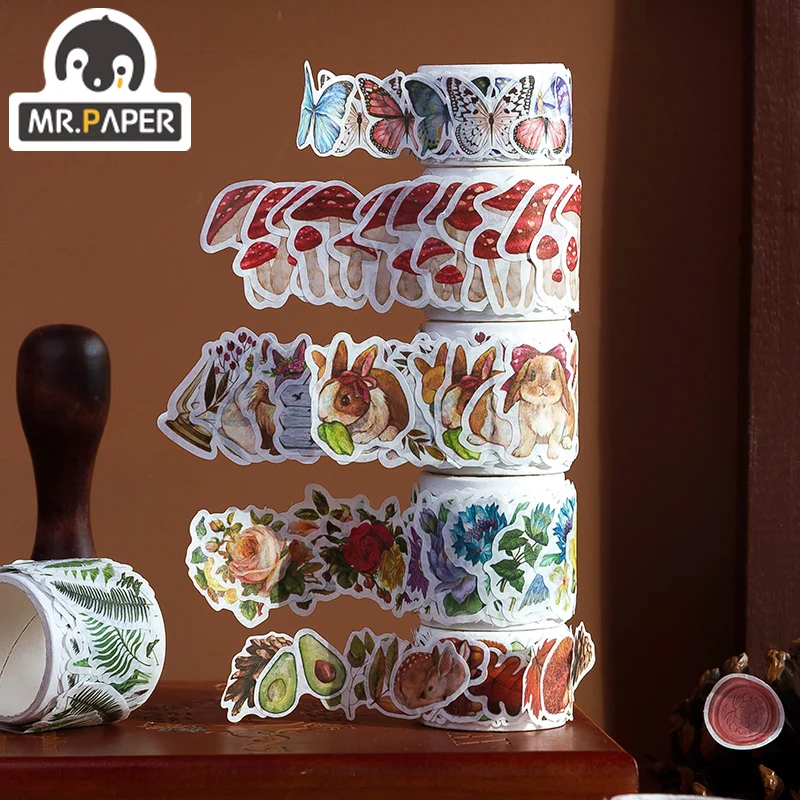 Mr Paper 9Design Autumn Evening Suge Series Special-shaped CollageTape Creative Single Strip Washi Tape Decoration DIY Materials