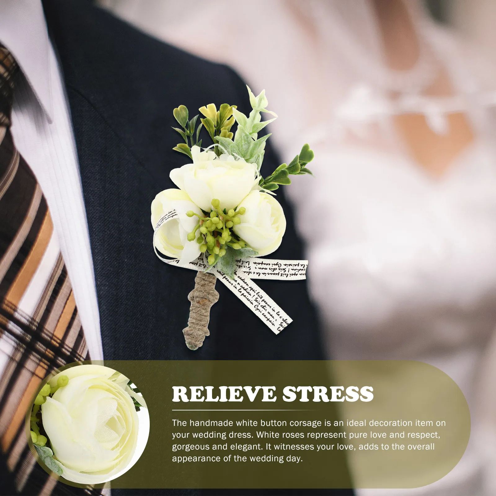 

3 Pcs Unique Corsage Brooch Banquet Rhinestone Fabric Groom Artificial Flower Brooches