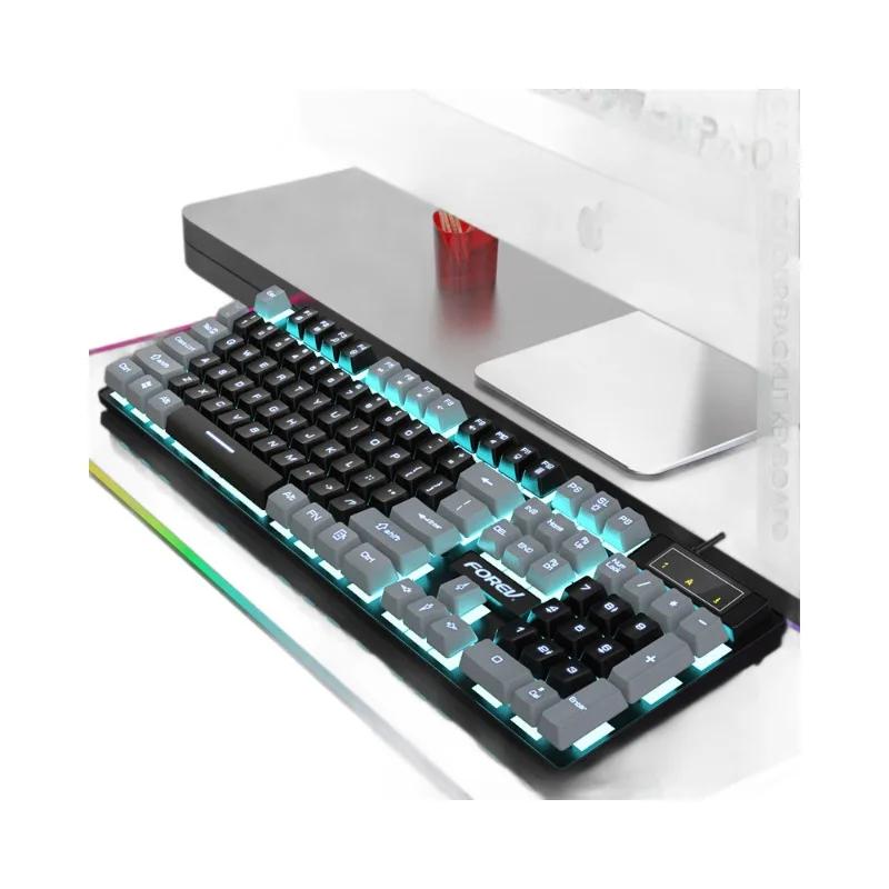 Color blocked keyboard for esports games wired luminous contrasting mechanical feel  keyboard