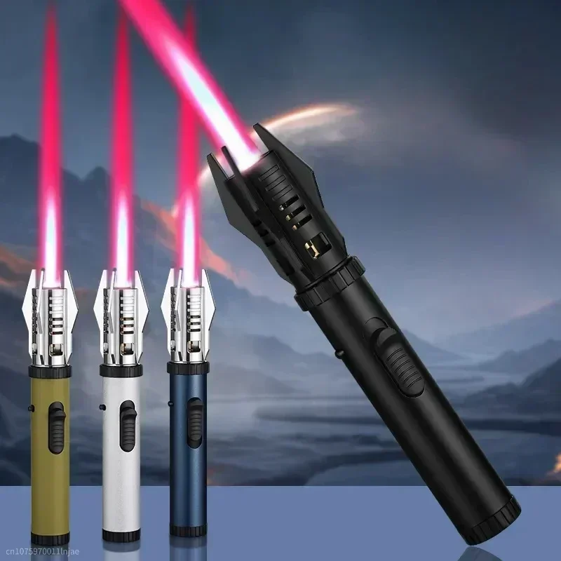 2024 360° Use Metal Outdoor Windproof Turbine Torch Jet Lighter Planet Lightsaber Butane Gas Lighter Gun BBQ Welding Cigar Tool