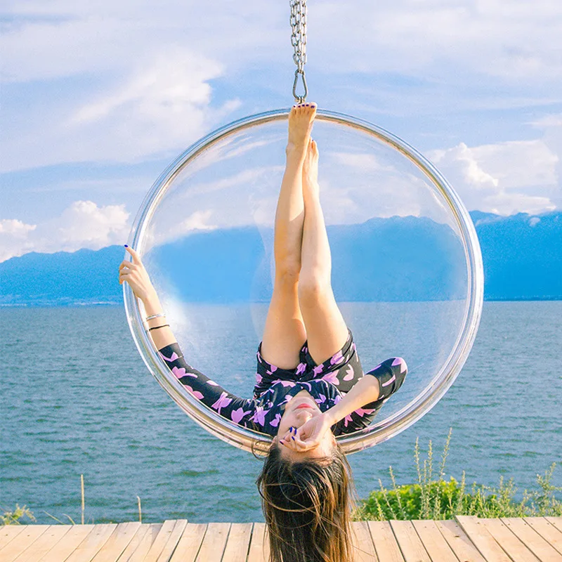 

Internet celebrity girl glass hemisphere acrylic hanging basket swing hanging ball space transparent chair ins homestay bubble
