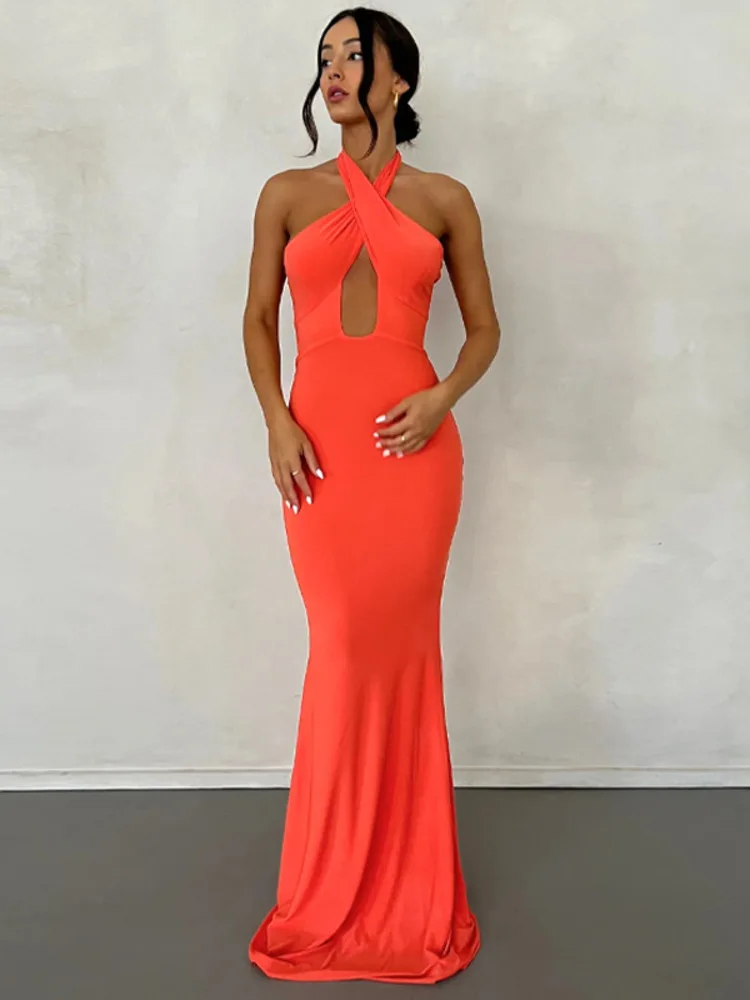 

Strapless Backless Maxi Dress For Women Gown Two Ways To Wear Summer Sleeveless Lace-up Bodycon Long Dress Vestidos