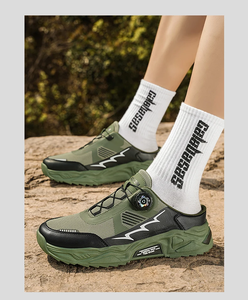 Herren Koreanische Lässige Atmungsaktive Freizeitschuhe Sommer Weichsohlige Rutschfeste Jugend-Halbslipper mit Drehbaren Schnürsenkeln Sport-Trendschuhe – Detail 13