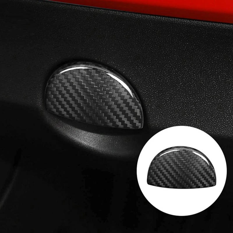 1 Piece Carbon Fiber Car Co Pilot Storage Box Handle Decoration Sticker Decal Parts Accessories For Fiat 500 2012 2013 2014 2015