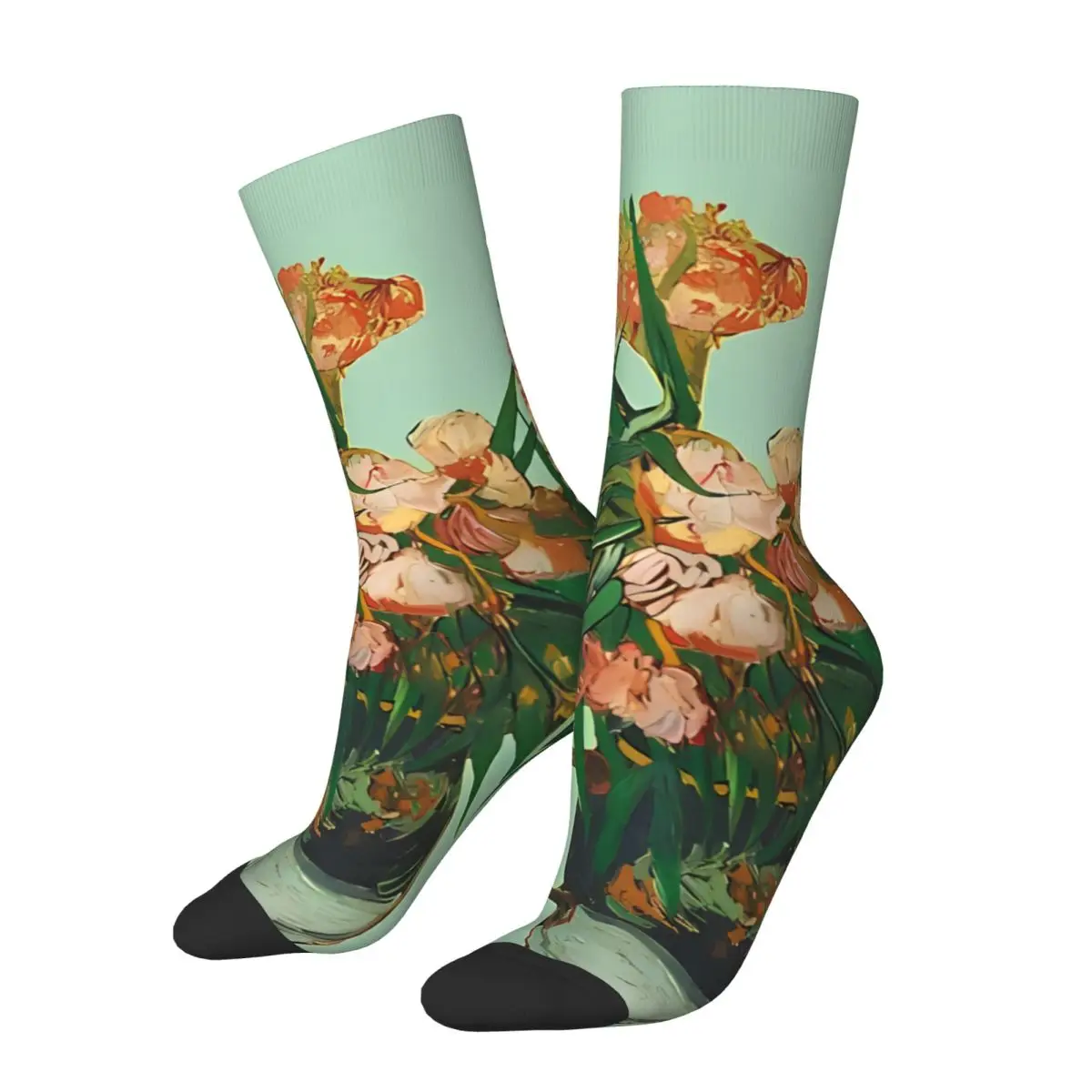 Van Gogh Starry Night Rose Sunflower Sock Printed Man Polyester