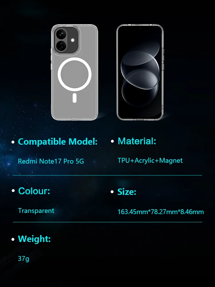 Für Redmi Note 17 Pro 5G Hülle Magnetische Hartabdeckung TPU+PC Klare Sturzsichere Handyhülle Für Redmi Note 17 Pro – Detail 10