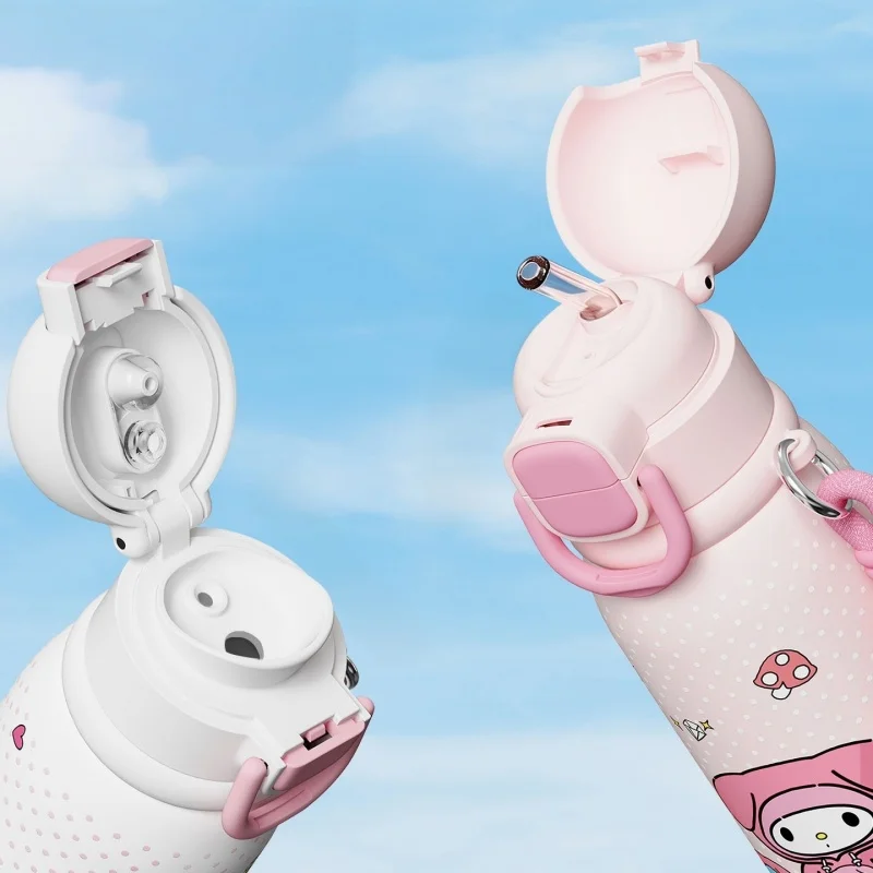 X&W Sanrio Hello Kitty Kids Insulated Tumbler with 2-in-1 Straw & Direct Drink Lid SUS316 Steel Water Bottle with A Safety Latch