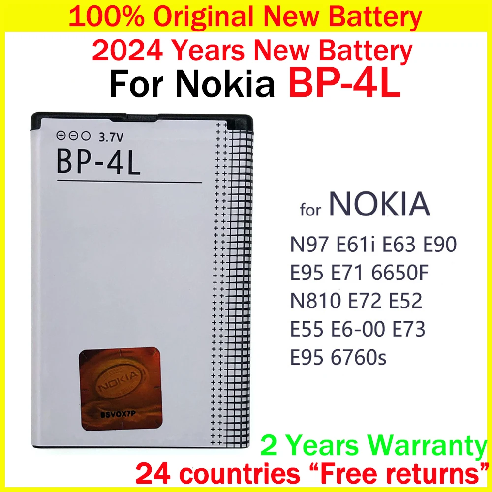 New Original Battery 1500mAh BP-4L BP4L Battery For Nokia E61i E63 E90 N810 E72 E52 E71 6650F Lithium Polymer Battery