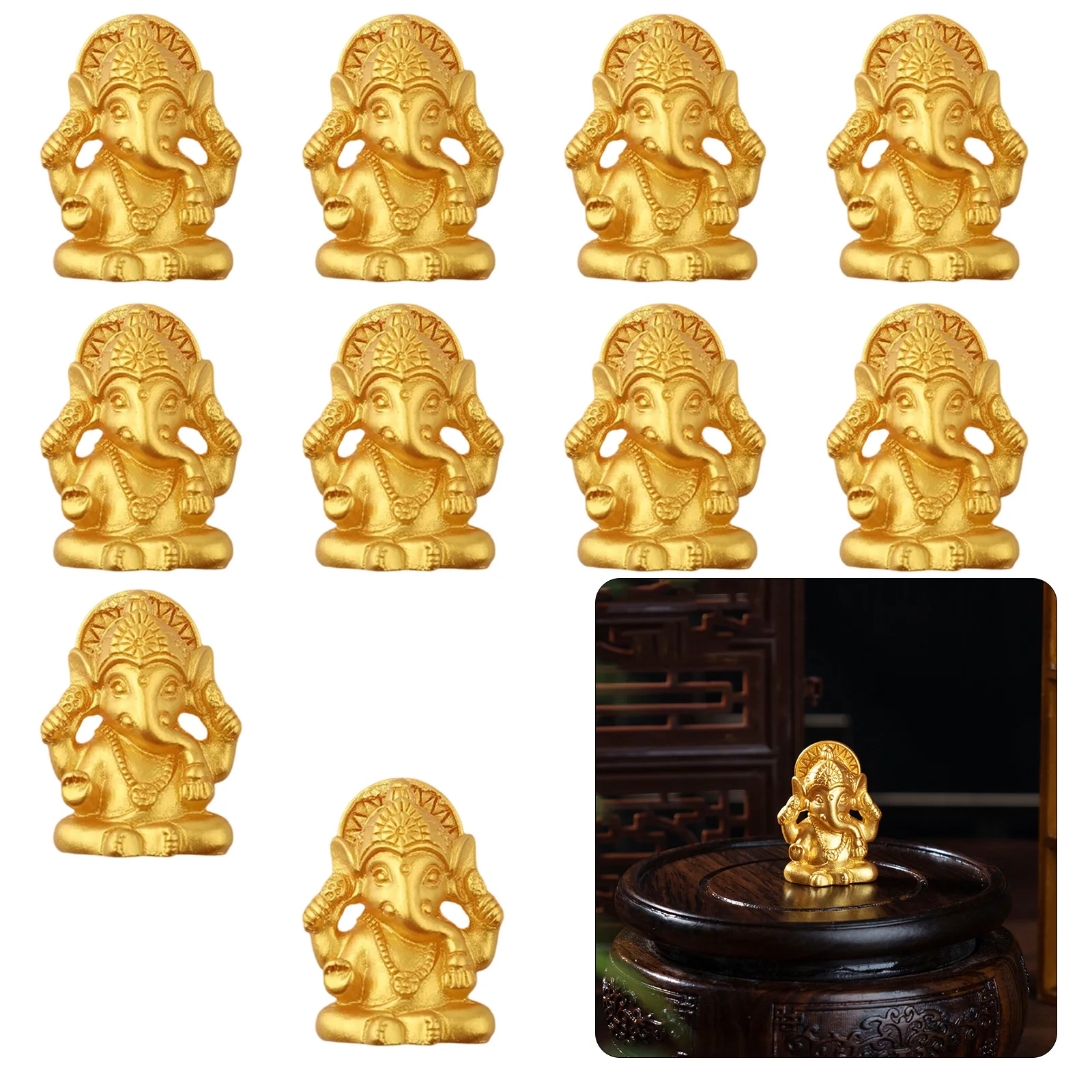 10 Uds. Para estatua de Ganesha estatua de elefante decoración para el hogar decoración del templo significado espiritual para estatua de Ganesha 3,1x2,4 cm