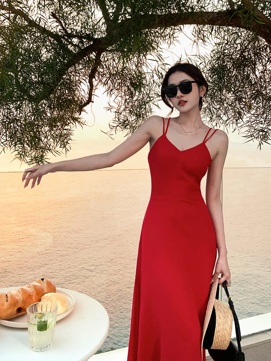 Beach Boho Floral Midi Dress Women Casual Clothing Bodycon Sexy Dress Even Party One Piece Dress Korean Fashion Sleeveless C162