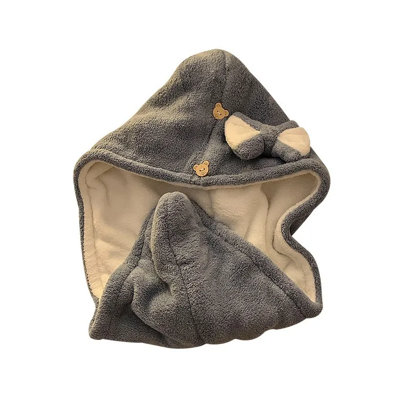 Double Layer Thickened Cute Bow Hair Towel Super Absorbent Quick Dry Hair Drying Cap For Women
