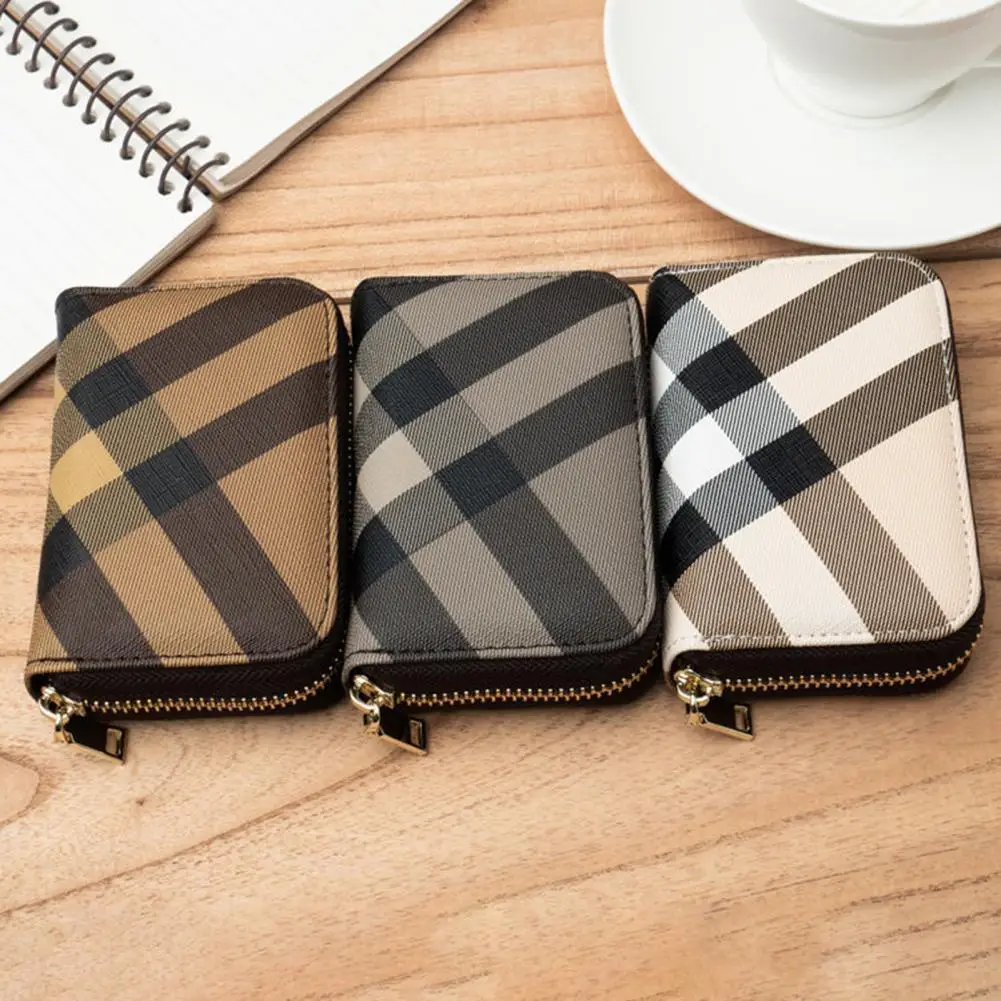 Geometric Pattern Card Holder Smooth Faux Leather Retro Style Color-blocking Wallet Card Holder with Multiple Slots Organizer