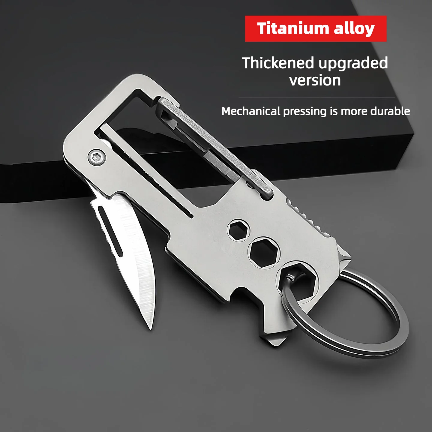 MEITAOOE Titanium Alloy Pocket Multifunctional Tool Mini Folding Open Box Knife Portable Keychain Pendant Unboxing Bottle Opener