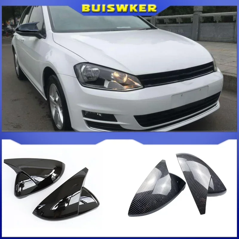 

For VW GOLF 7 MK7 MK7.5 R GTI 2014-2019 Car Rearview Side Mirror Cover Horn Wing Cap Exterior Door Rear View Case Trim Sticker