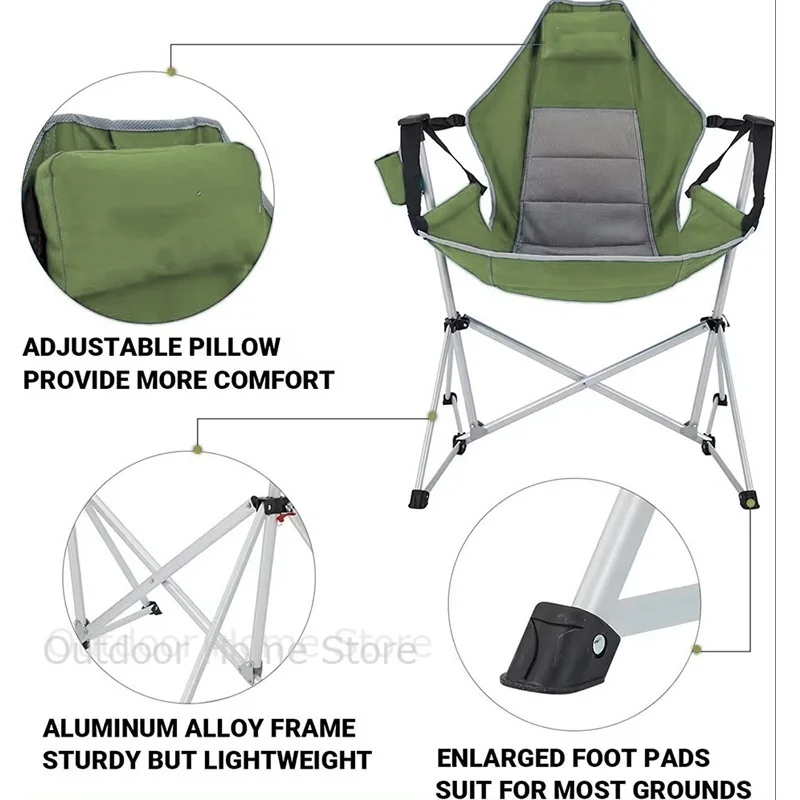 Camping Rocking Chair Portable Folding Hammock chair outdoor Recliner Leisure Chair Tourist lounging Hanging Chair for camping