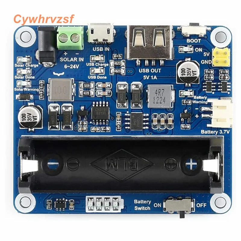 Waveshare Solar Power Management Module for 6V-24V Solar Panel,Supports MPPT Function,USB Connection Battery Charging