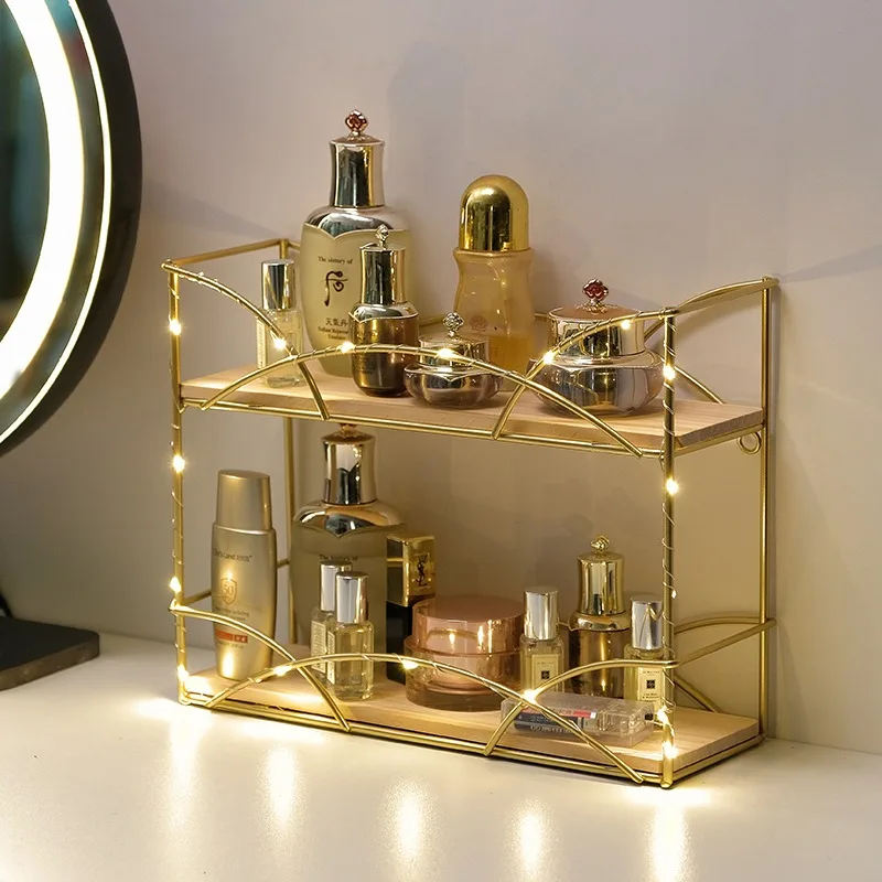 

Iron Cosmetics Storage Box Desktop Dresser Organizer Lipstick Makeup Brush Creative Storage Rack Home Organization