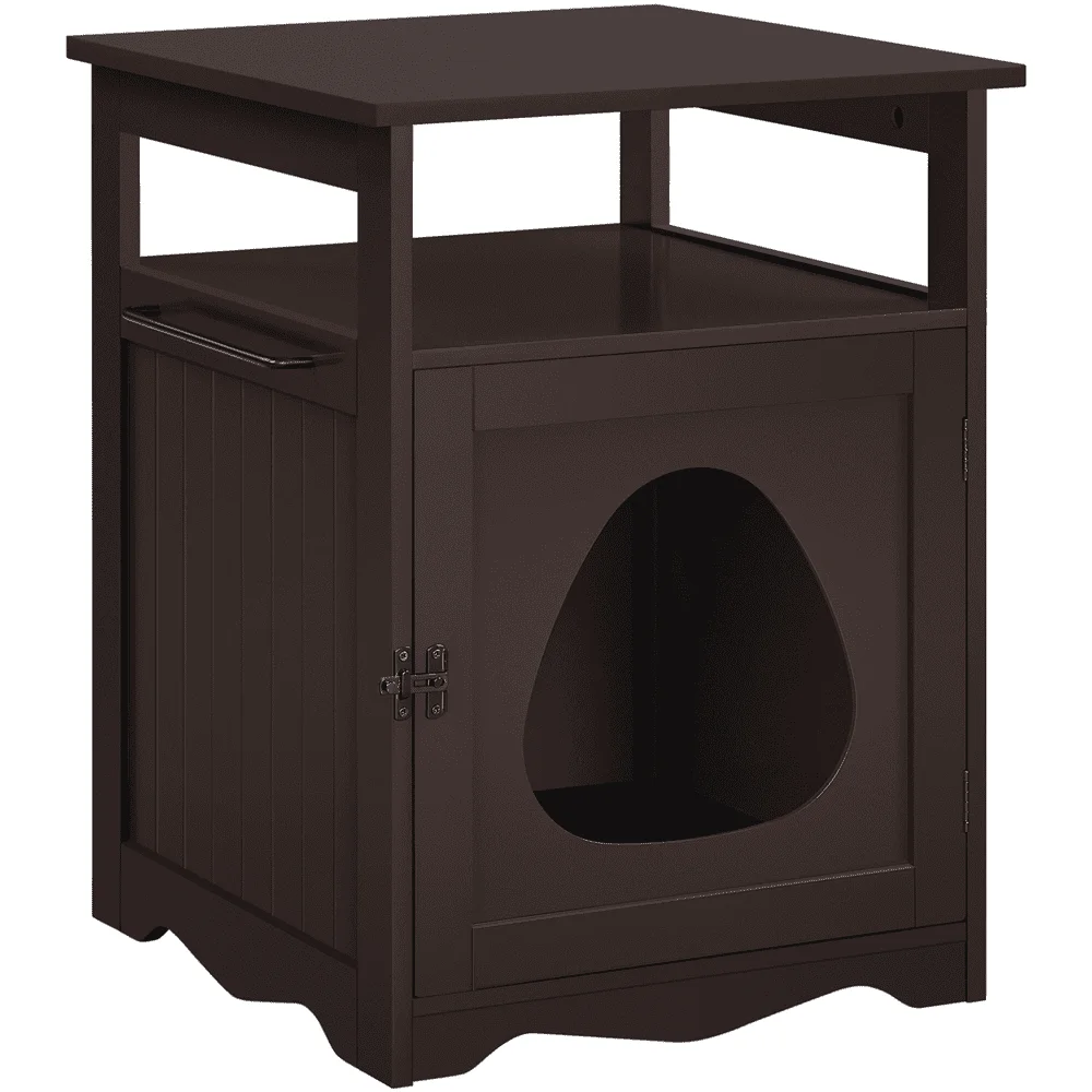 

Wooden Cat Litter Box End Table Pet Hidden Furniture, Espresso