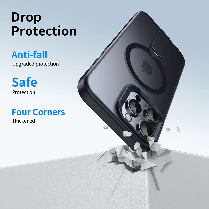 아이폰 16 15 14 13 Pro 12 Max Plus 16Pro용 투명 합금 브래킷 마그네틱 폰 케이스, 무광택 15Promax 하드 커버