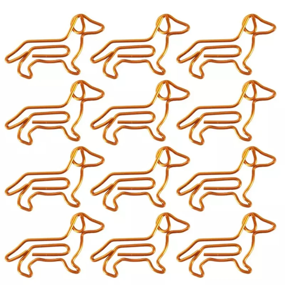 10/30/50Pcs Party Banquet Card Pins Golden Dachshund Metal Paper Clip Cartoon Animal Curved Pin Creative Bookmark Friends Gifts