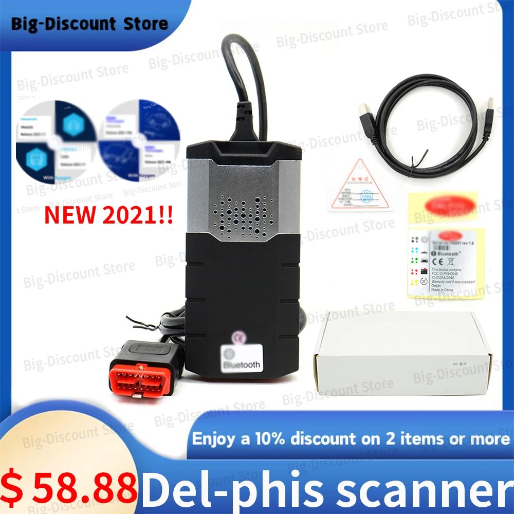 2024 DS-150e 2021.11 with keygen Latest Software Diagnostic tool De-lphis 2021.10b with keygen OBD2 Compatible with Bluetooth