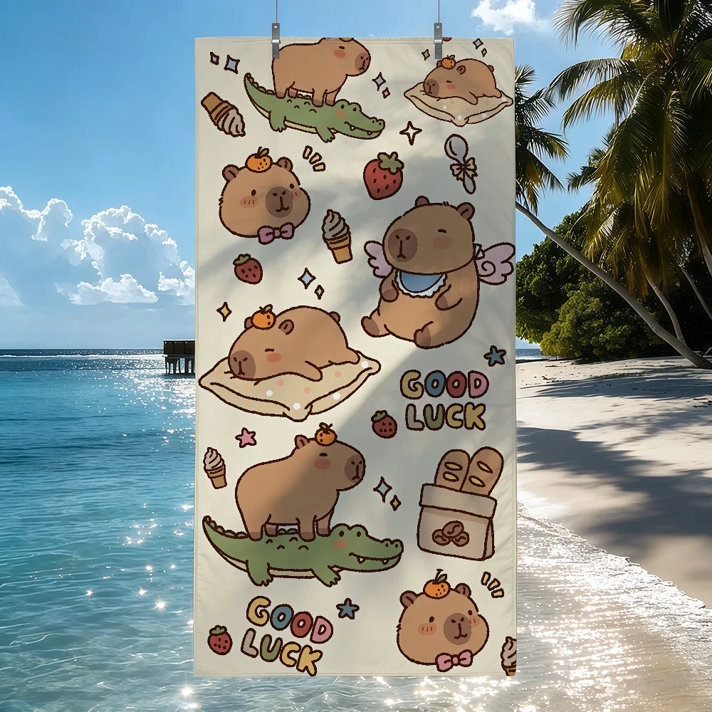 Cute Capybara Animal Large Towel Quick Drying Beach Towels Are Suitable For Swimming Pools Camping Yoga And The Gym