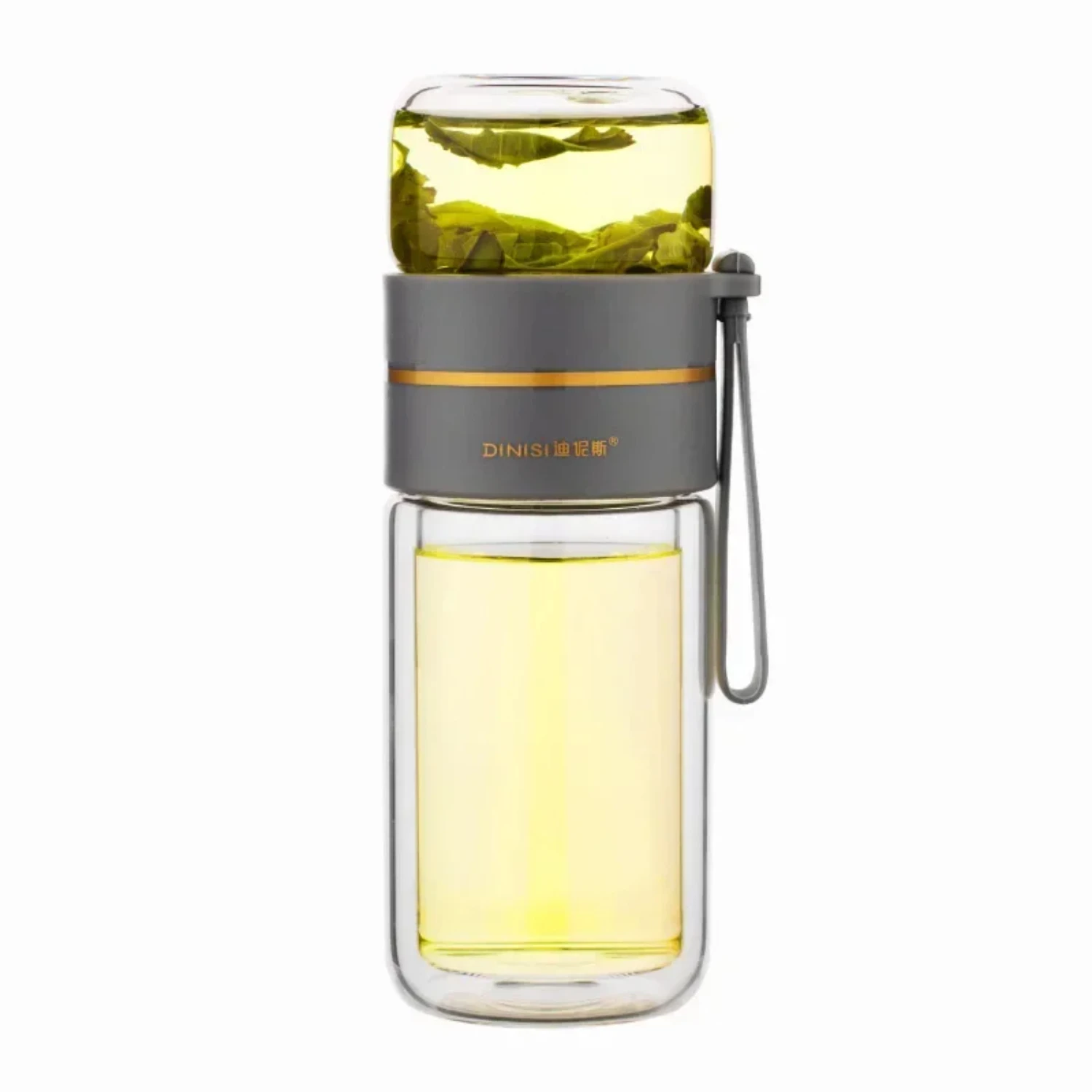 Double Wall Glass Bottle Transparent Borosilicate Glass Teacup with Handle Portable Independent Tea Warehouse Drinkware