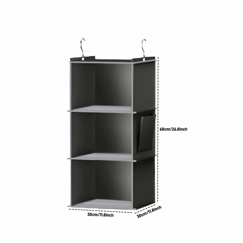 Organisateur de placard suspendu, sac de rangement de garde-robe à 6 étagères avec crochets, étagère