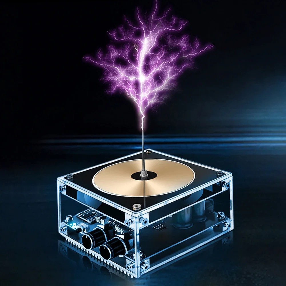 Music Tesla Coil Bluetooth/AUX Dual Mode Music Box Artificial Lightning Touchable Audio Input Bluetooth Science Experiments for