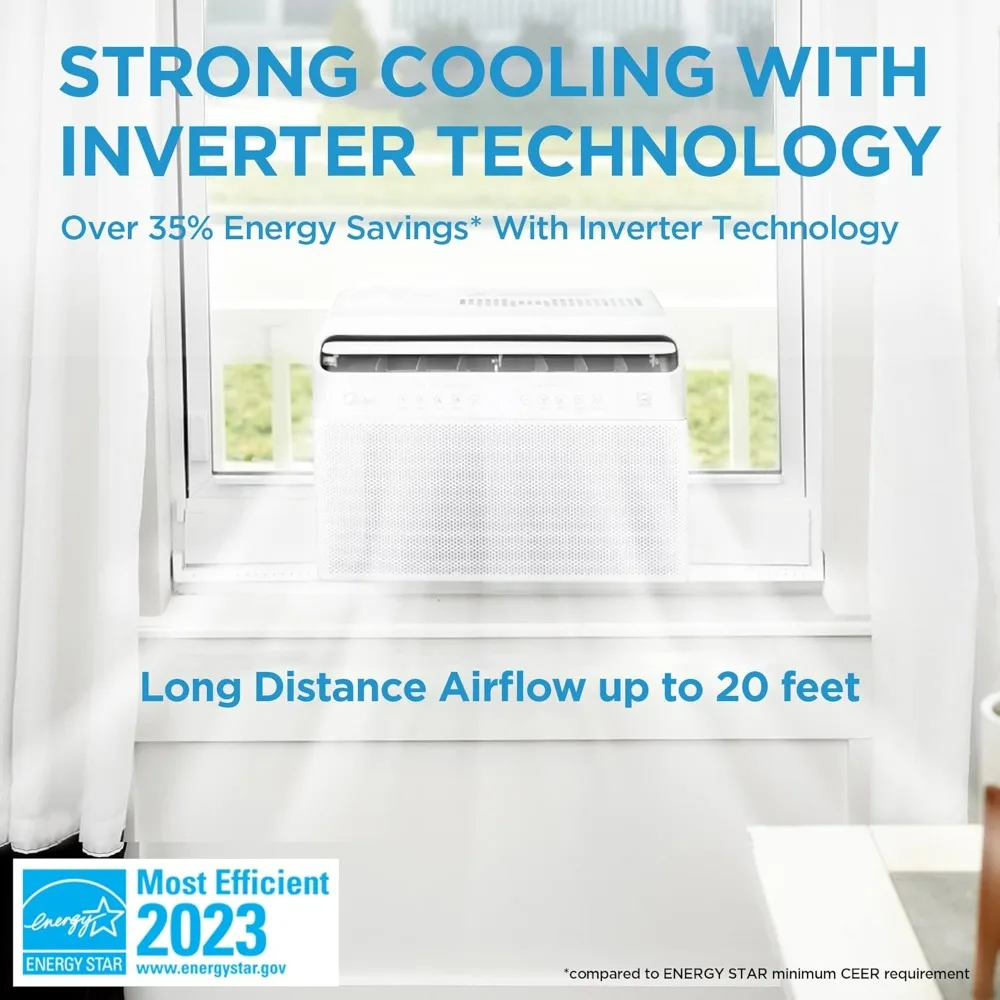 8,000 BTU Window Air Conditioner –Cools Up To 350 Sq. Ft., Works with Alexa/Google Assistant, 35% Energy Savings