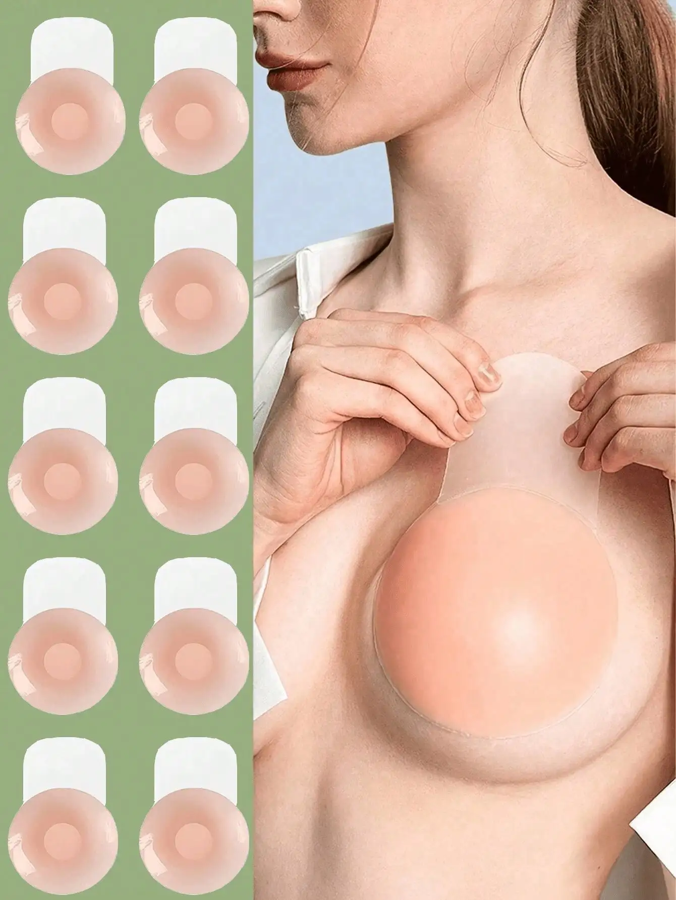 12pcs Silicone Invisible Bra Petals for Lift, Support & Anti-Flashing, Natural Skin Tone