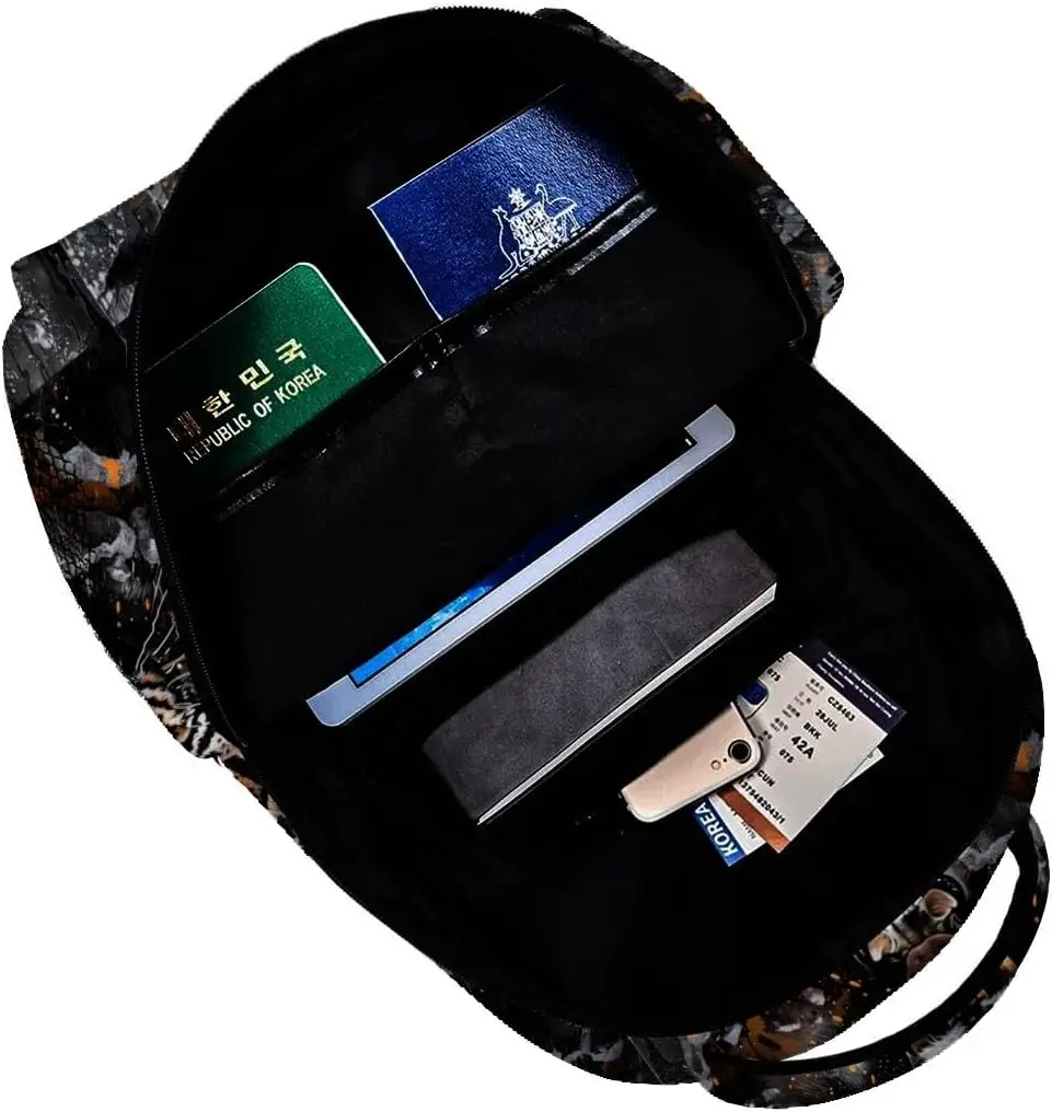 Zaino con tigre ruggente, borsa per laptop in poliestere, zaini per animali della giungla feroce, zaino con stampa di volti di fauna selvatica, regali per zaino