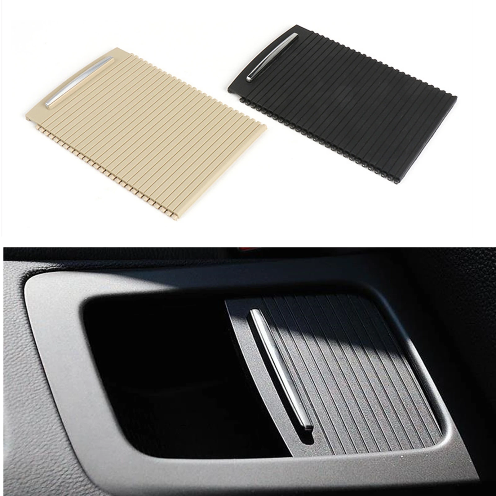 

For BMW 3 Series M3 E92 E93 2005-2012 Center Cup Holder Roller Blind Cover Beige/Black Central Water Drink Panel Shield Shade