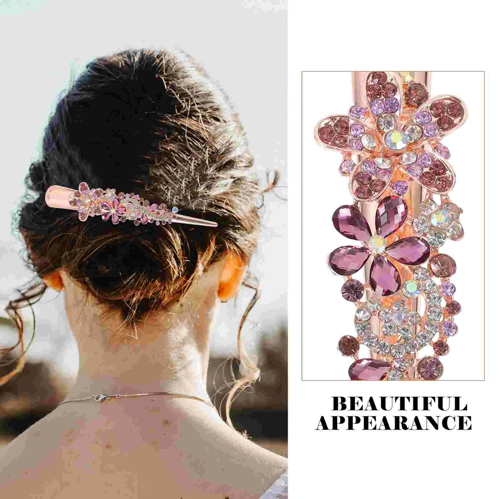 Rhinestone Bobby Pins Horn Clip Girls Hair Clips Women Accessories Crystal Decorative for Miss Decorate