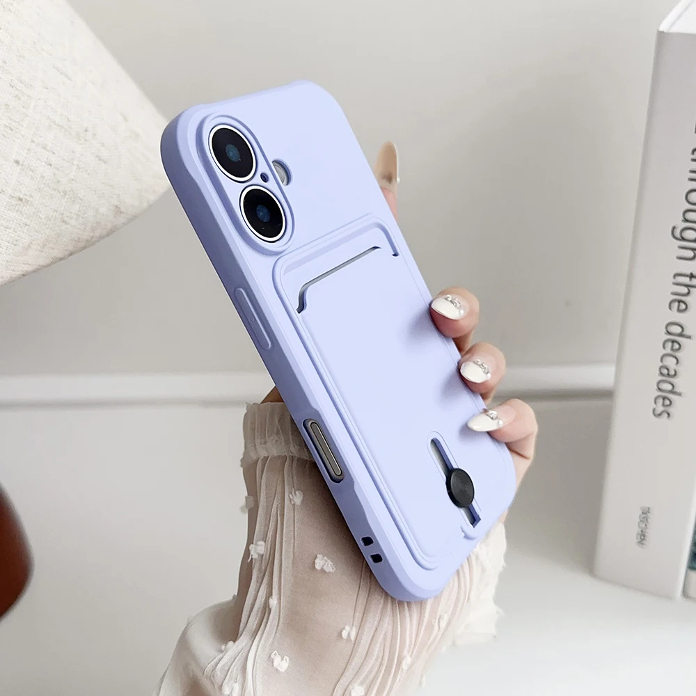Weiche Silikon-Kartenhalter-Brieftaschen-Handyhülle für iPhone 17 16 16e 15 14 Plus 13 12 Mini 11 Pro Max Plus mit Kameraschutzabdeckung – Detail 8