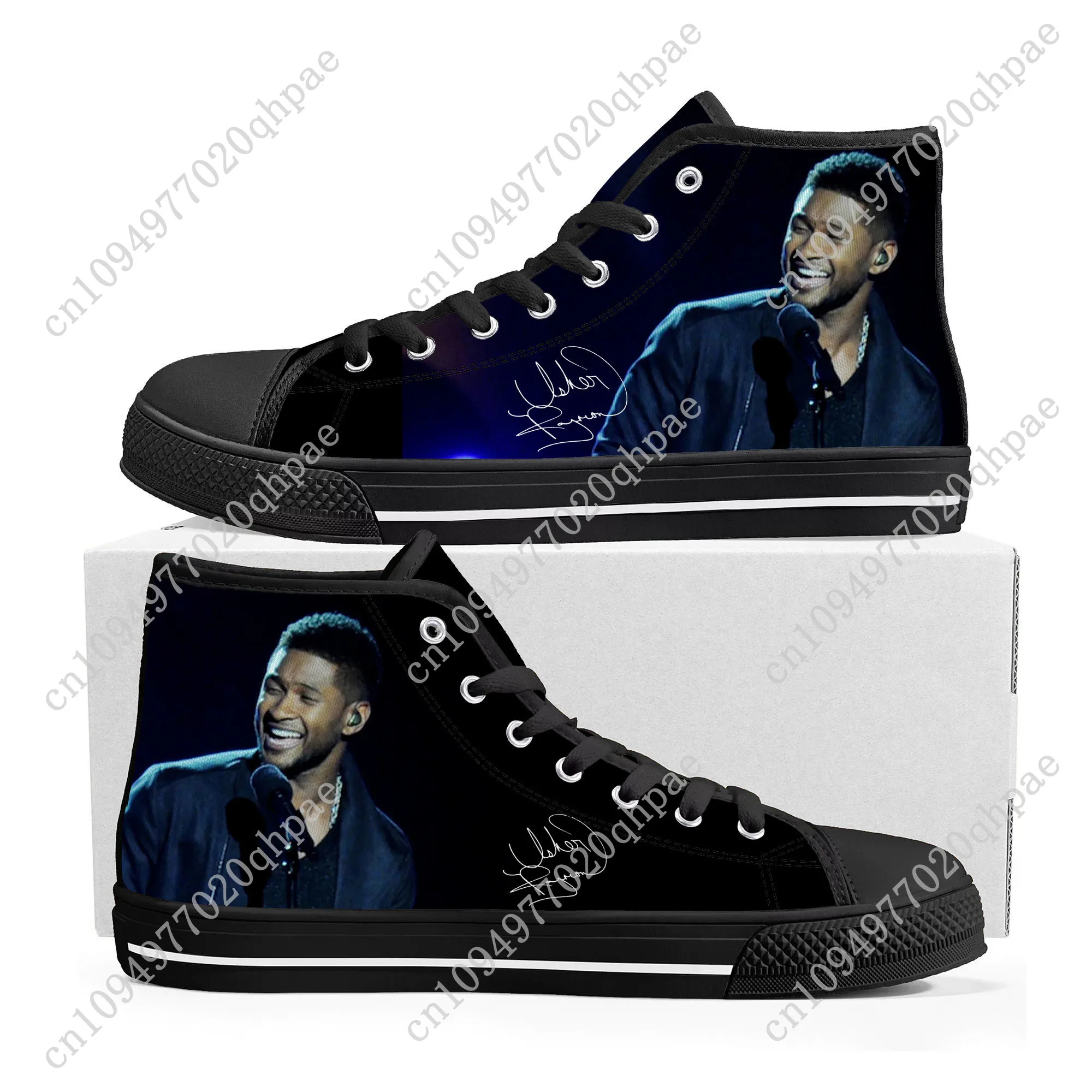 Usher عالية أعلى أحذية رياضية رجل إمرأة مراهق جودة عالية قماش حذاء رياضة 3D طباعة عارضة زوجين أحذية حذاء شخصي
