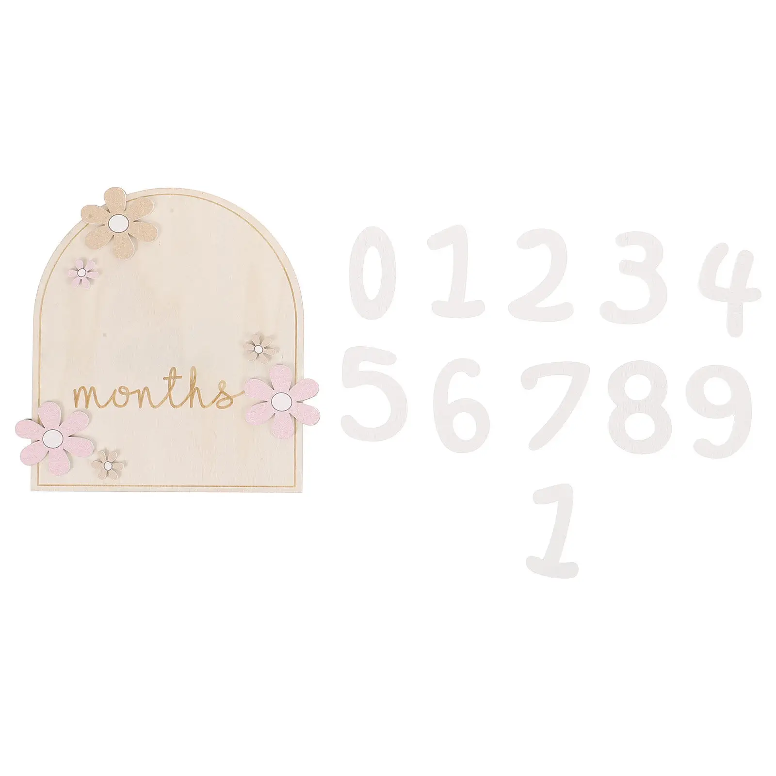 1Set Wooden Newborn Cards Flower Baby Monthly Double-sided Signs Growth Commemorative Collection