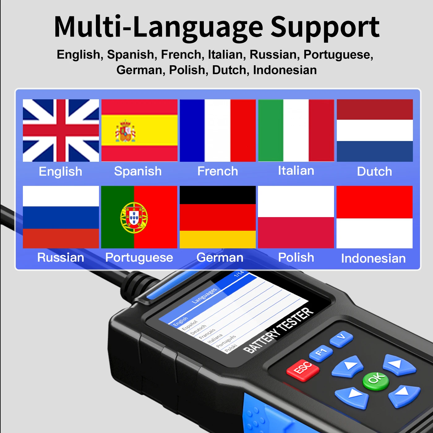 

JDiag BT300 тестер автомобильного и мотоциклетного аккумулятора 12 В 24 В 20-2000 CCA автомобильное зарядное устройство для мотоцикла тестовый инструмент автоматический анализ разряда
