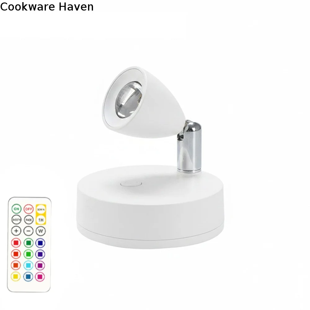 Magnetic Suction Magnetic LED Spotlight Dimmable Rotatable Head Wireless Night Light Battery Operated 13 Colors Wall Lamp